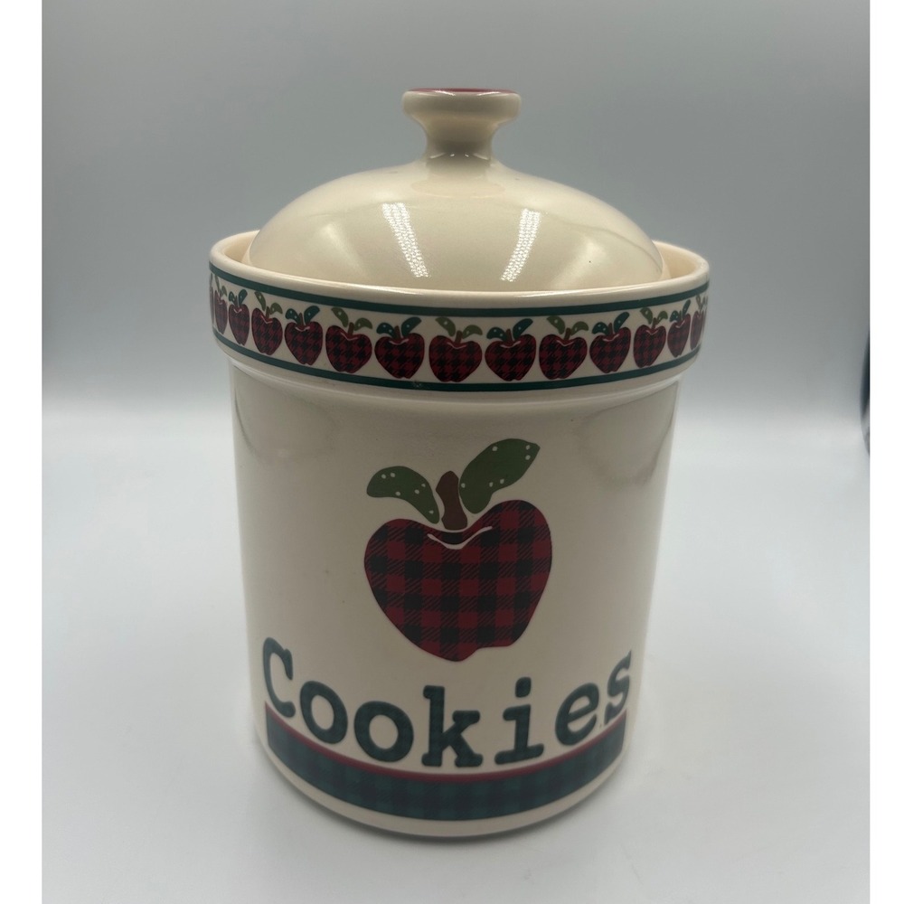 Applejack Ingleman Design International China Apple Plaid Cookies Jar Canister